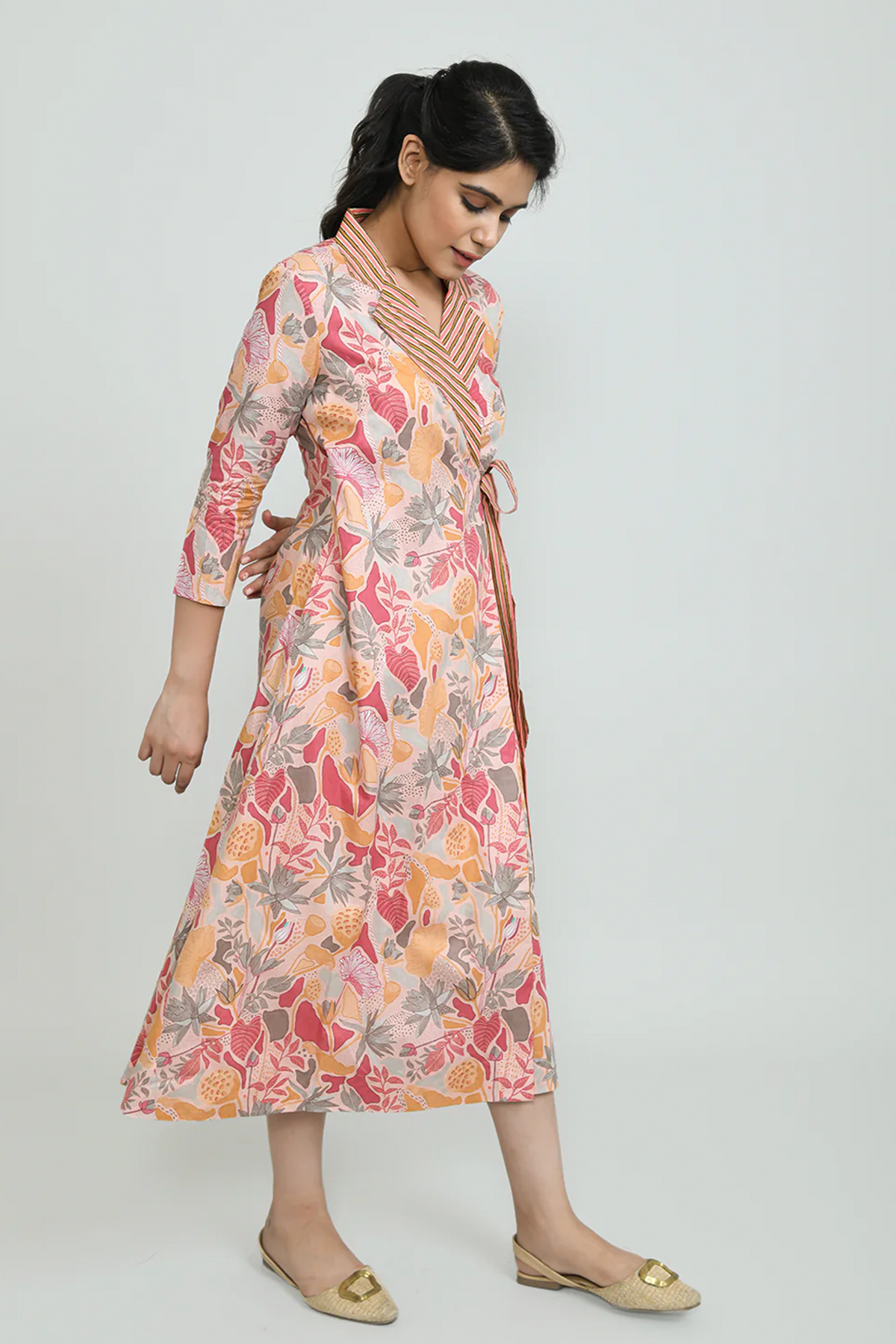 Peach Wrap Dress