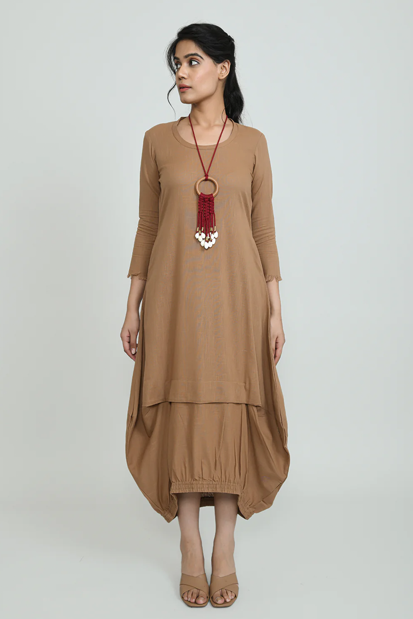 Sand Boho Balloon Dress