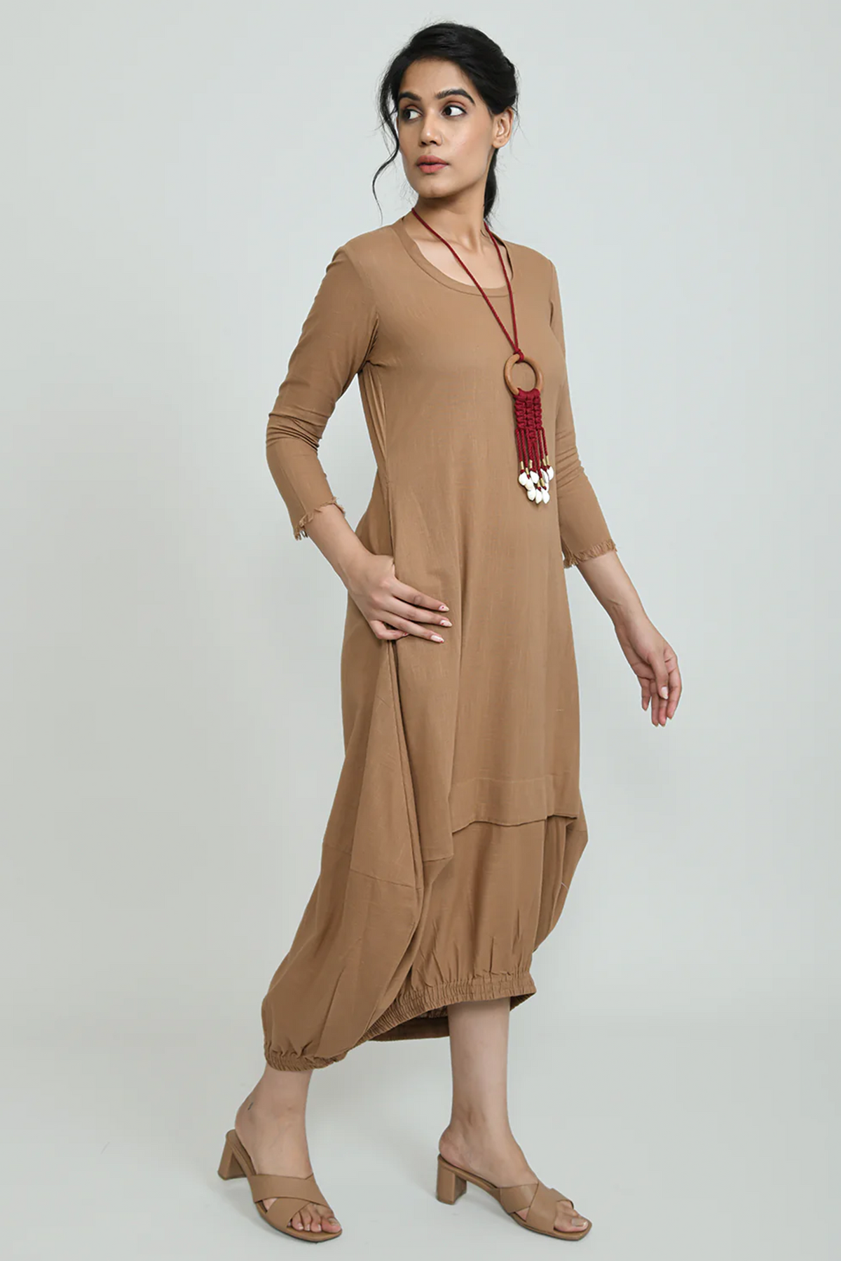 Sand Boho Balloon Dress