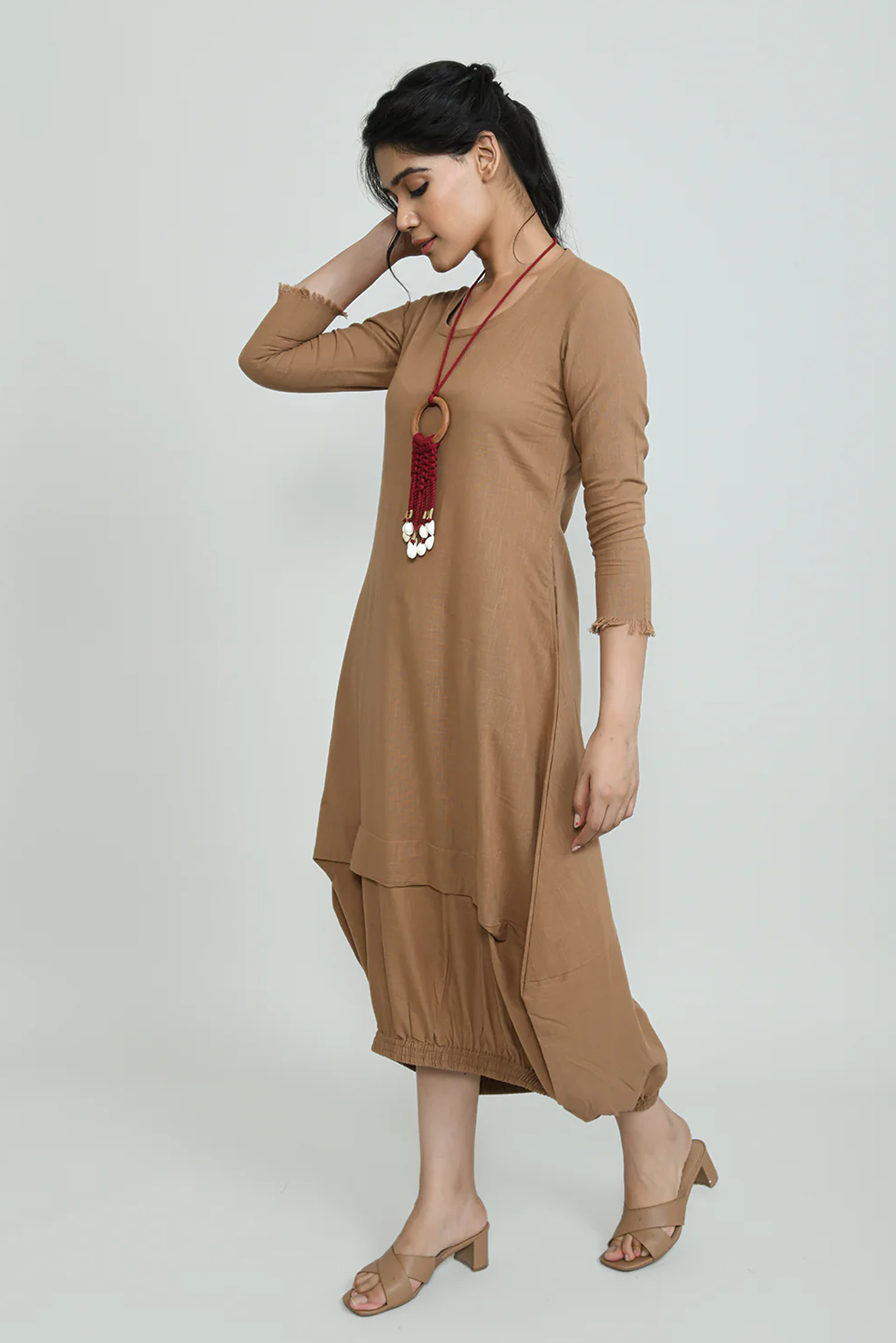 Sand Boho Balloon Dress