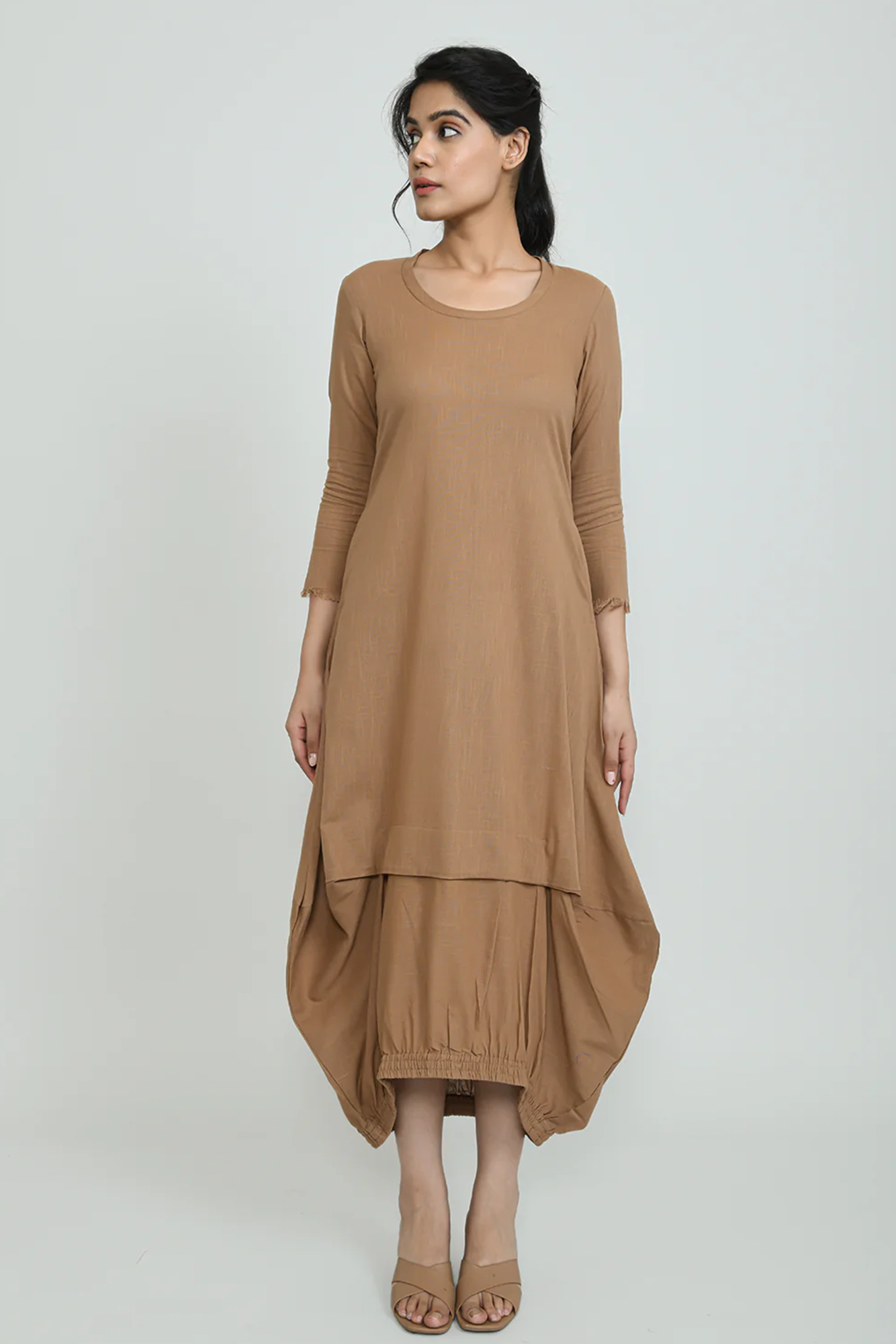 Sand Boho Balloon Dress