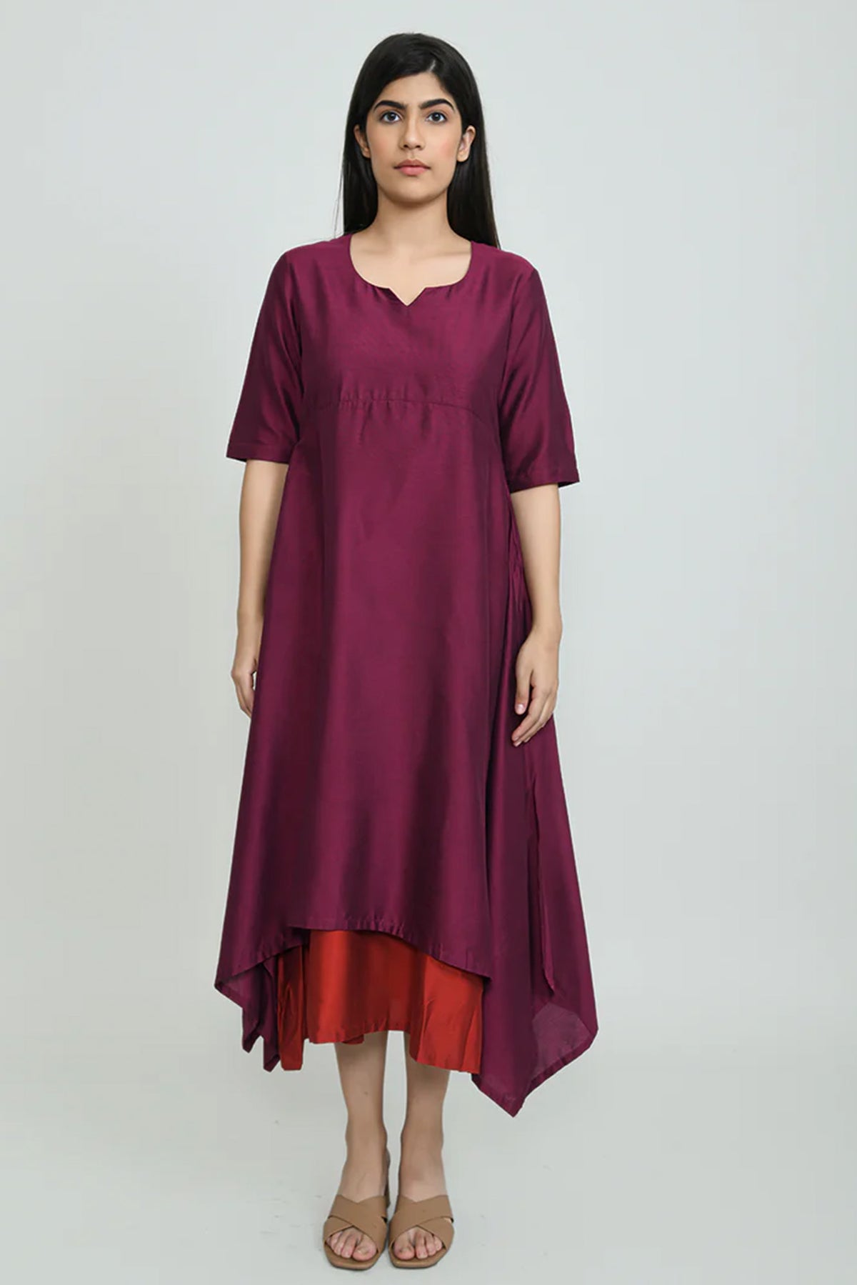 Burgandy Luxe Handkerchief Dress