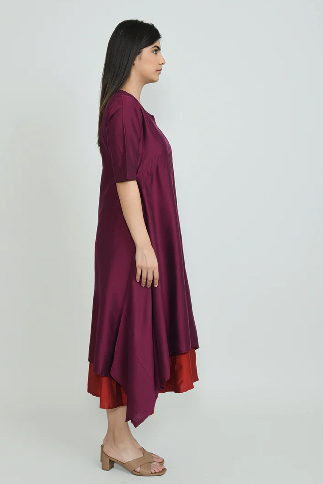 Burgandy Luxe Handkerchief Dress