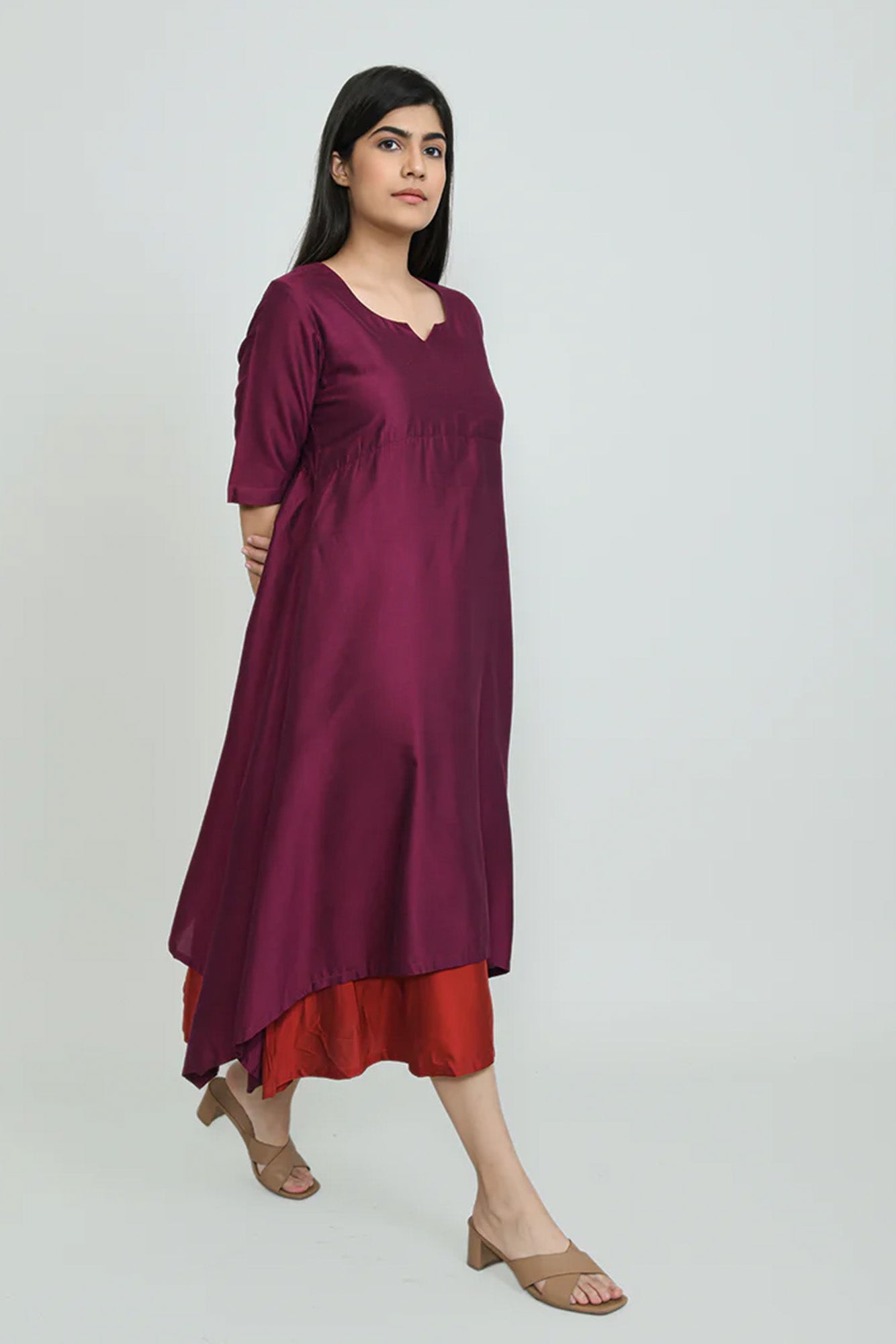 Burgandy Luxe Handkerchief Dress
