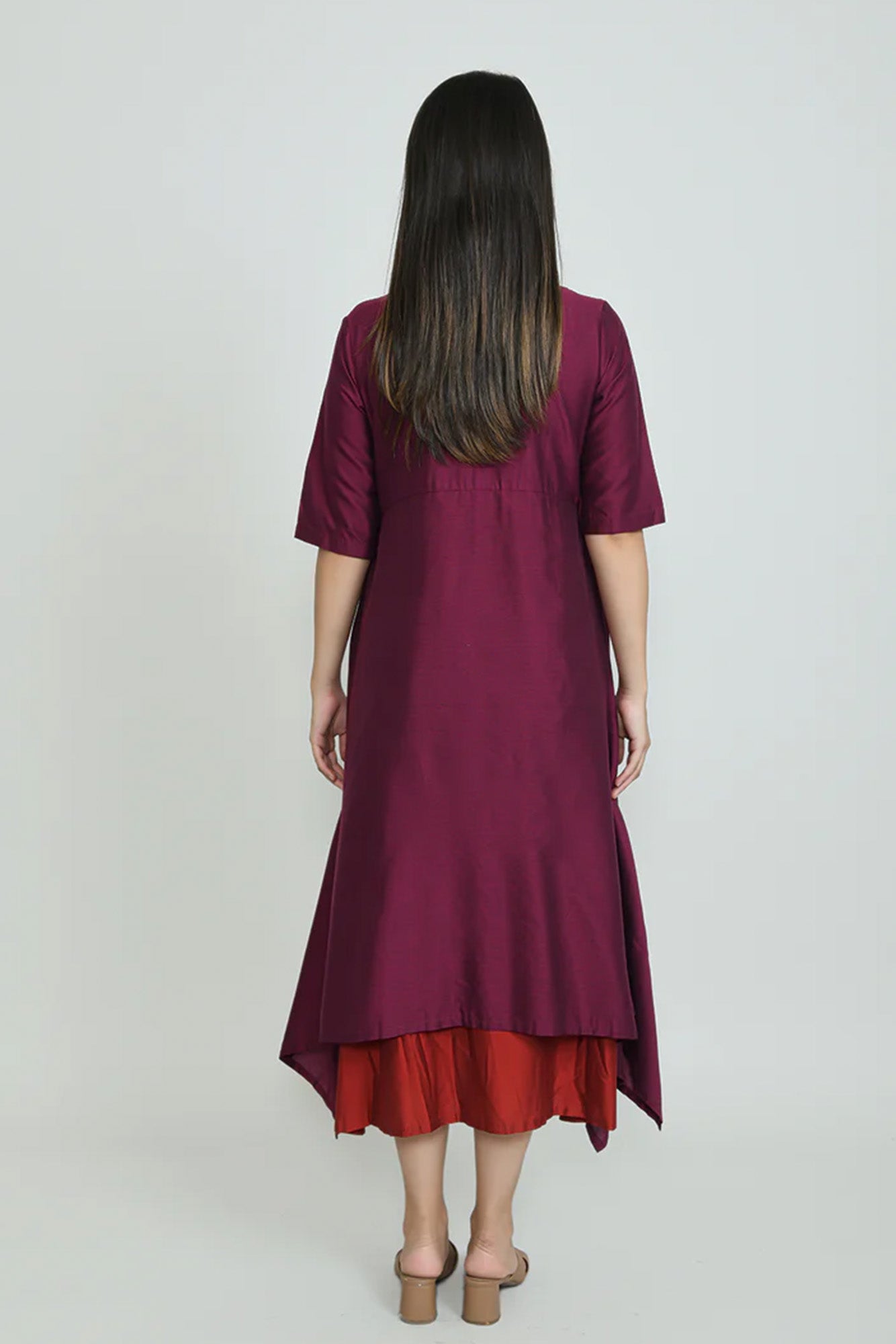 Burgandy Luxe Handkerchief Dress