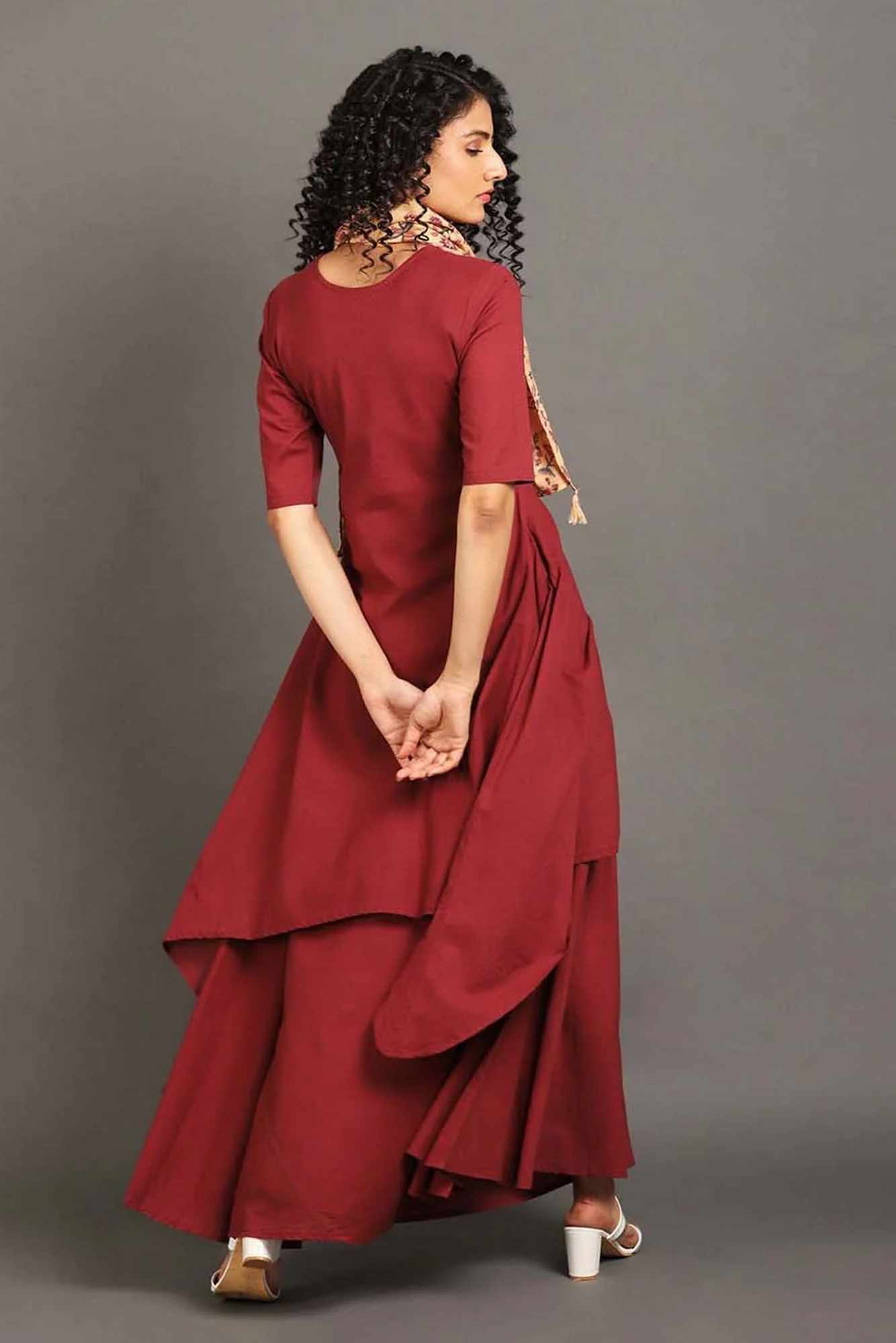 Maroon Happy Days Double Layered Dress
