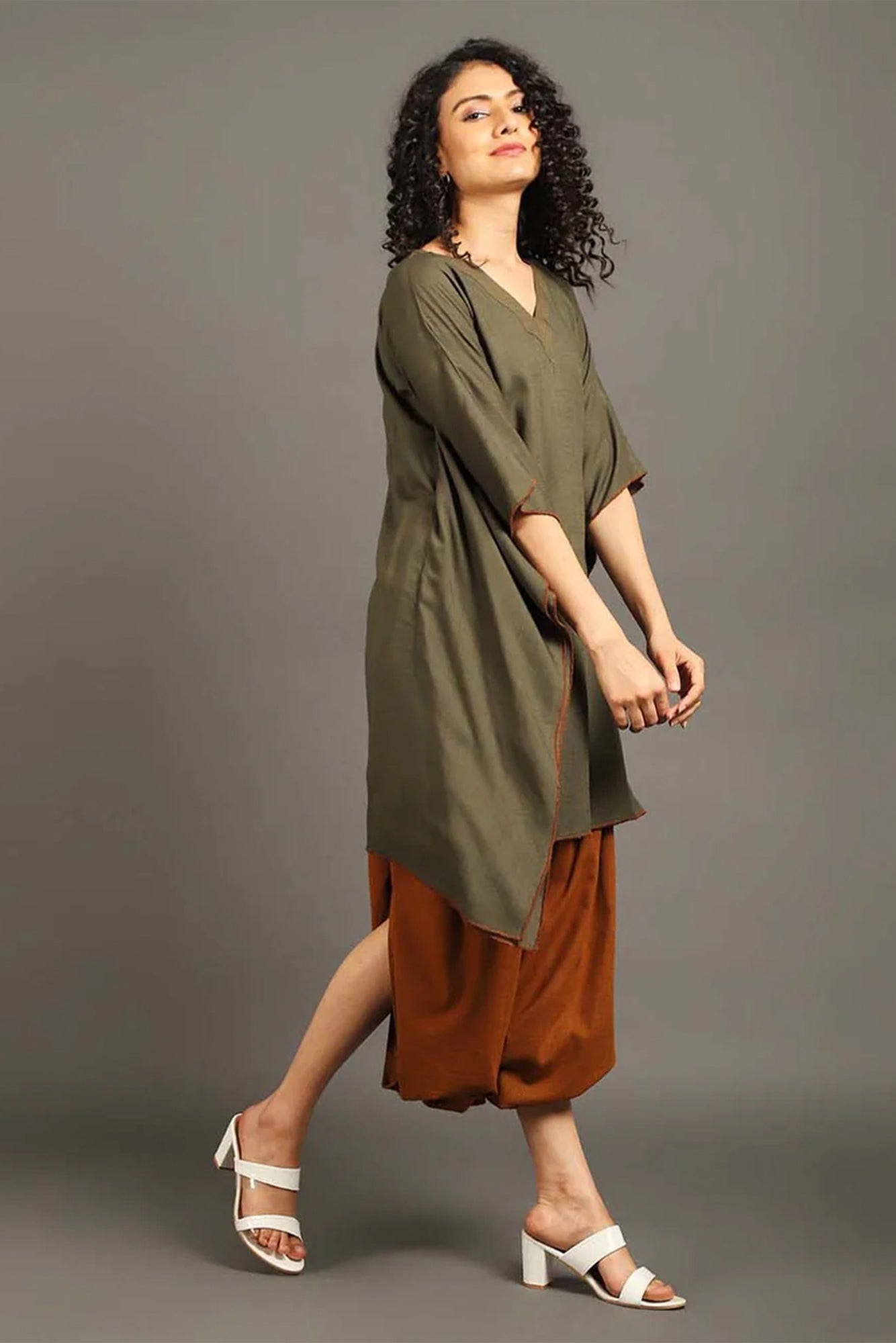Army Green Sufi Sage Co-ord Set