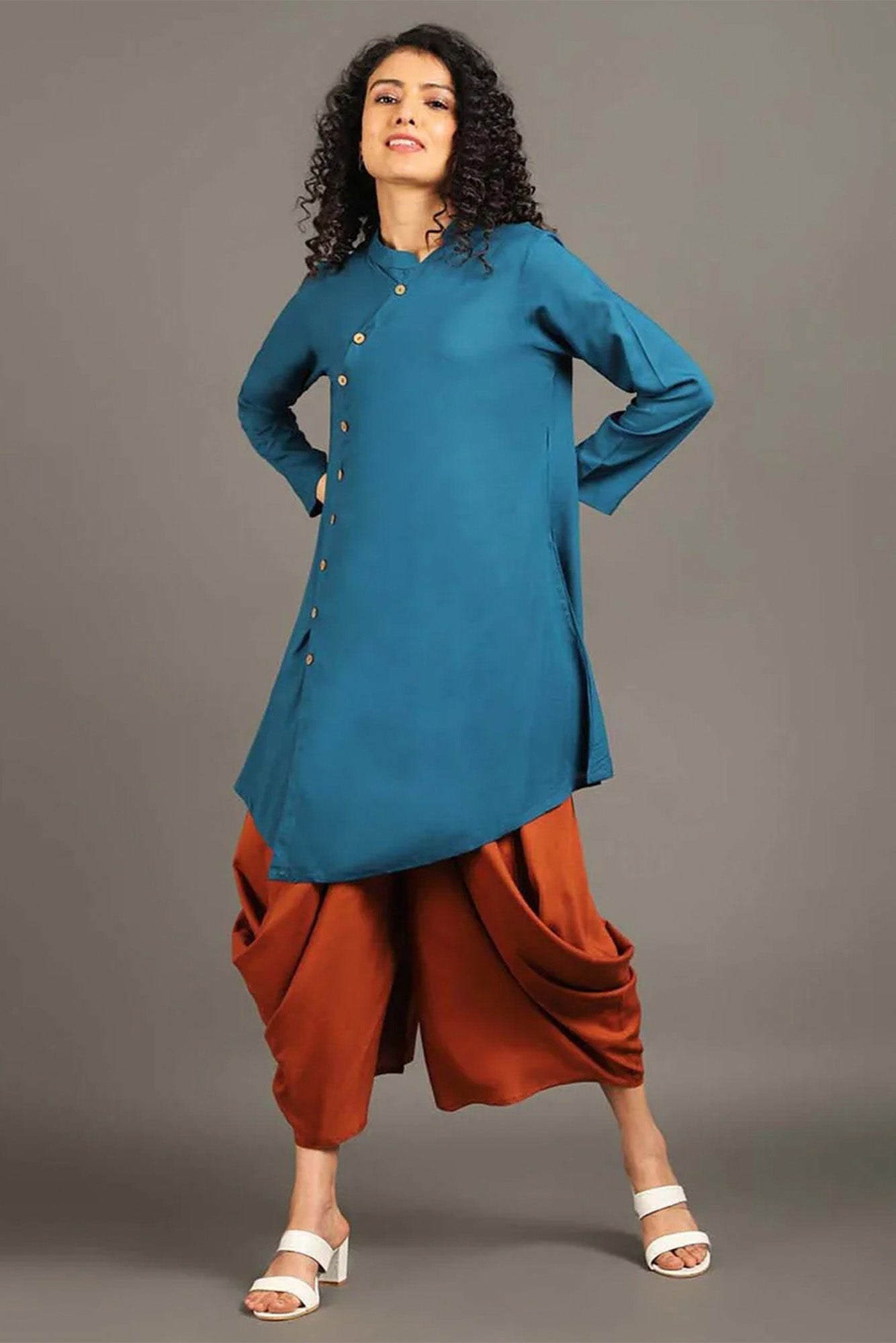 Teal Blue Sufi Saga Co-ord Set