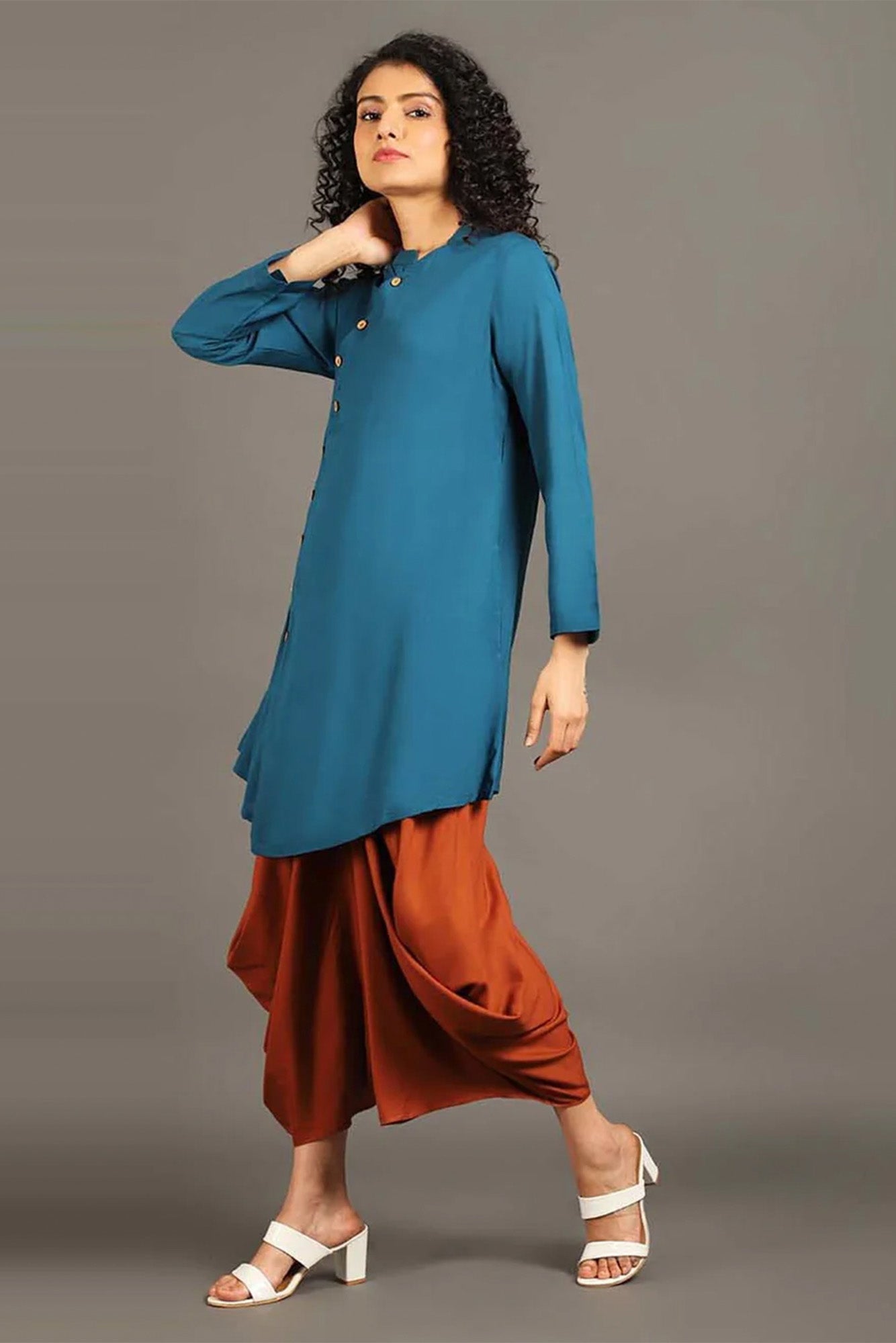 Teal Blue Sufi Saga Co-ord Set