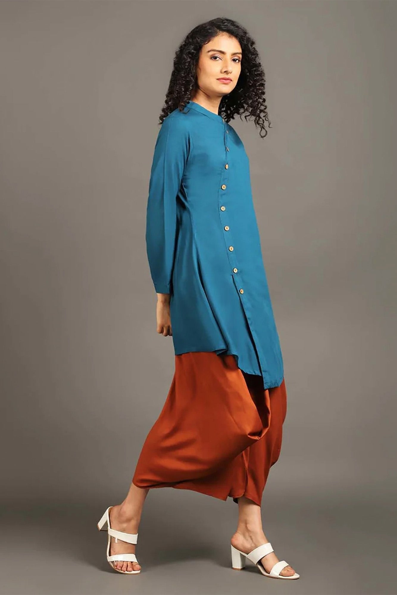 Teal Blue Sufi Saga Co-ord Set