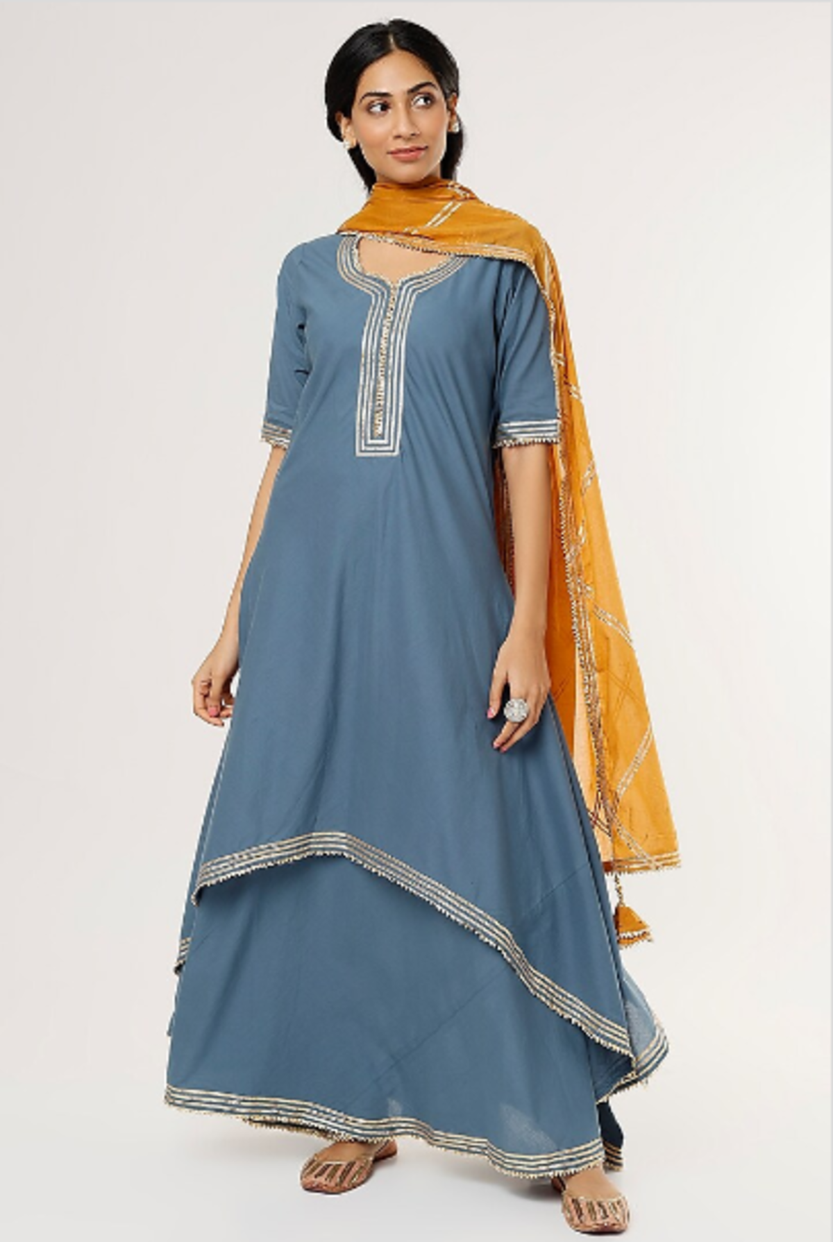 Teal Saira Double Layered Dress