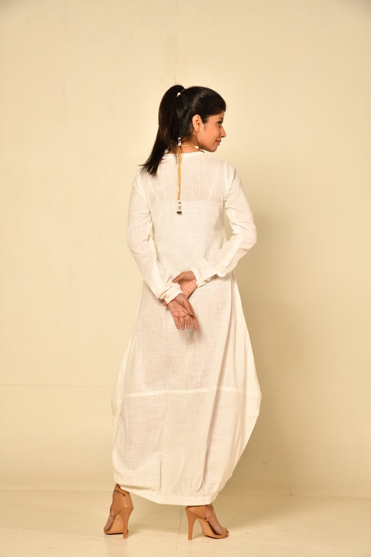 White Boho Balloon Dress