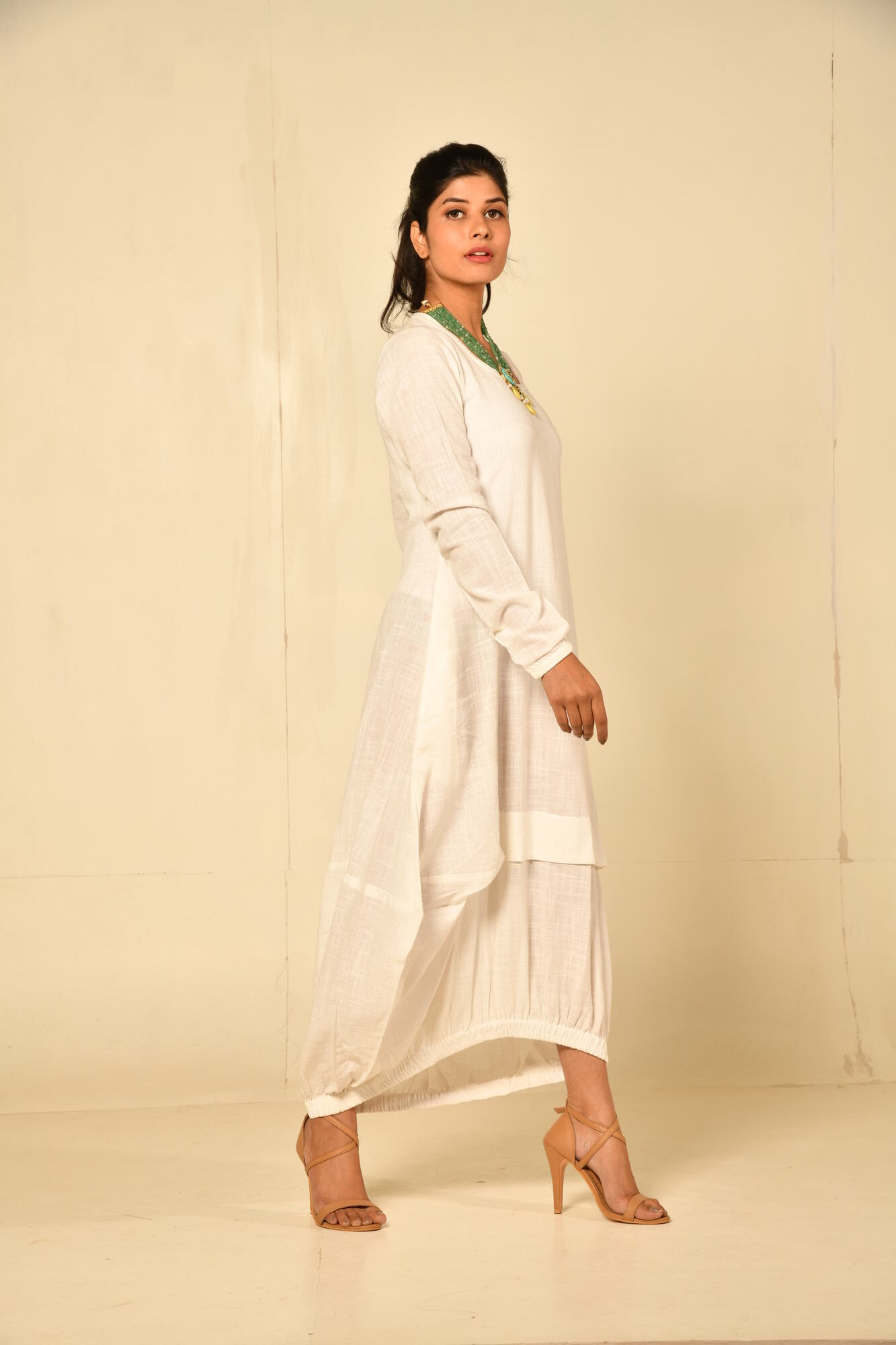 White Boho Balloon Dress