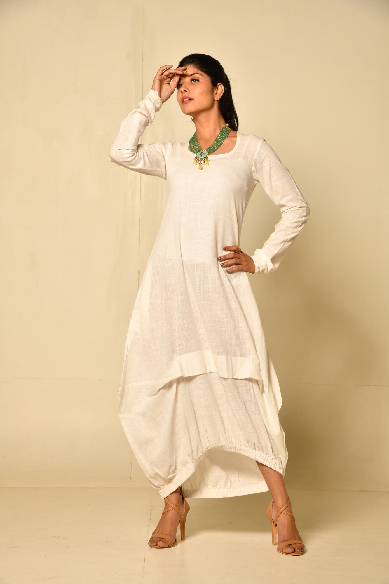 White Boho Balloon Dress