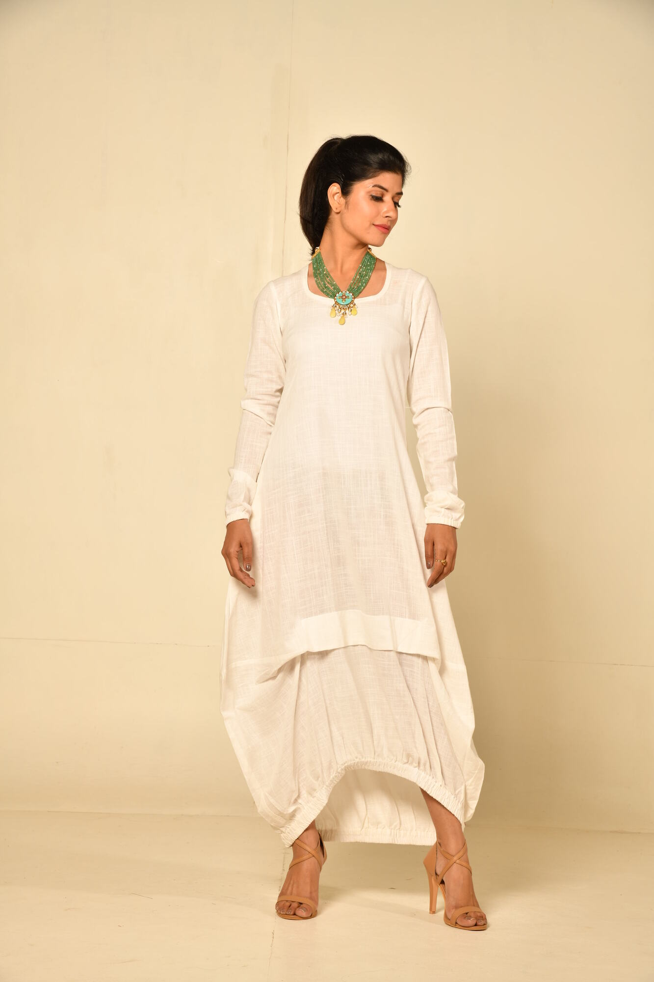 White Boho Balloon Dress