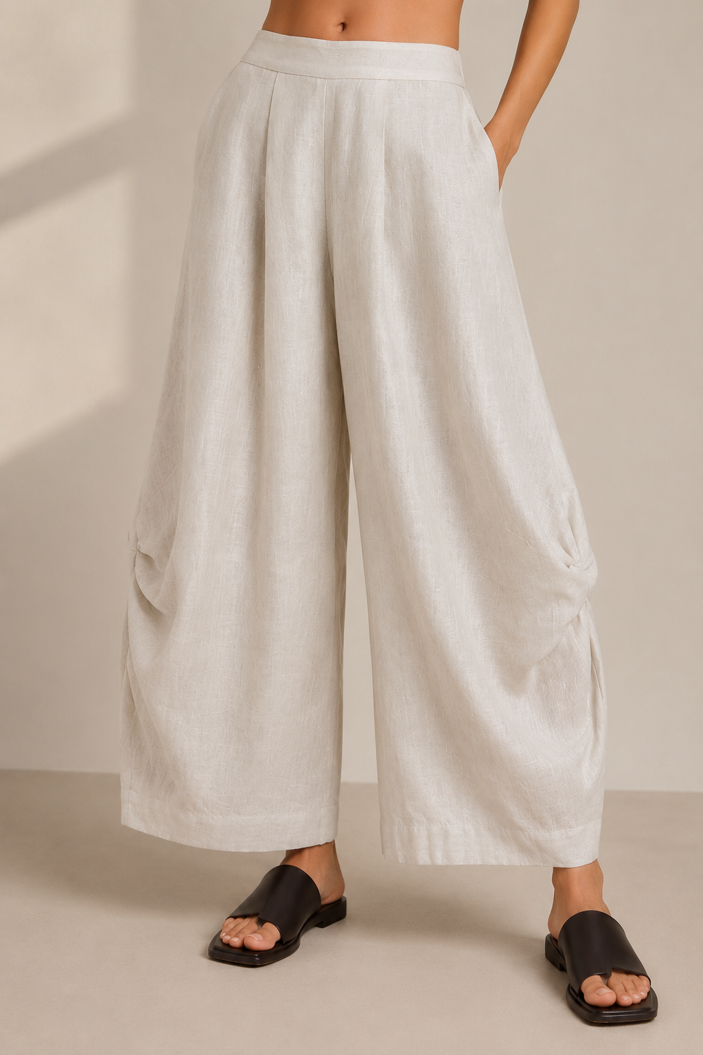 White Wide Leg Lantern Pants