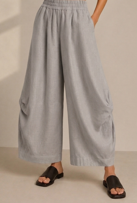 Grey Wide Leg Lantern Pants