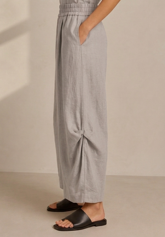 Grey Wide Leg Lantern Pants