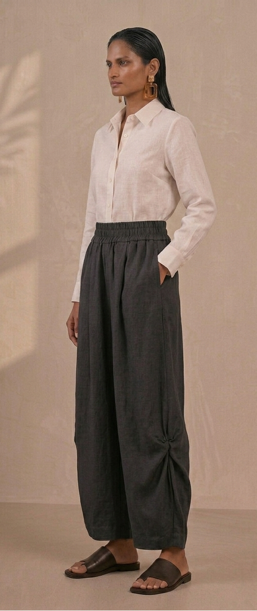 Black Wide Leg Lantern Pants