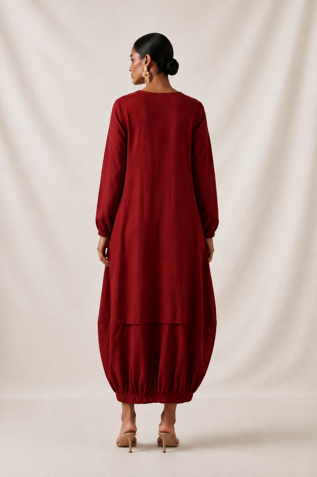 Maroon Boho Balloon Dress