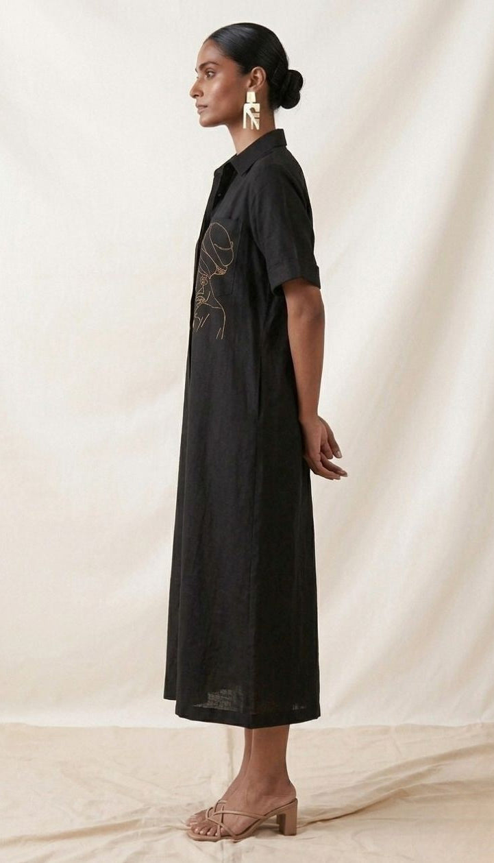 The Onyx Line-Art Shirt Dress