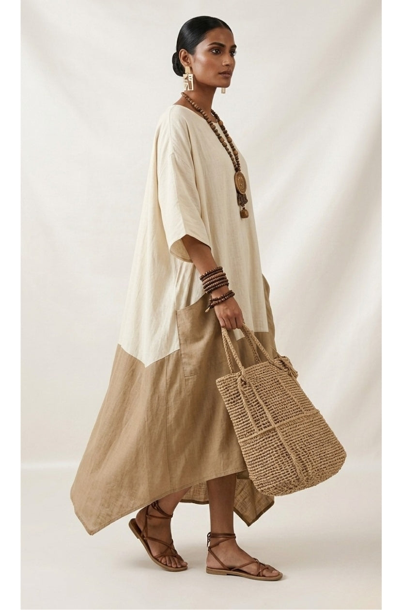 Earthy Two-Tone Handkerchief Shift