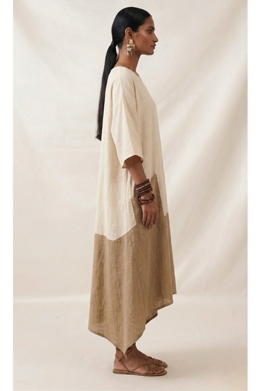 Earthy Two-Tone Handkerchief Shift