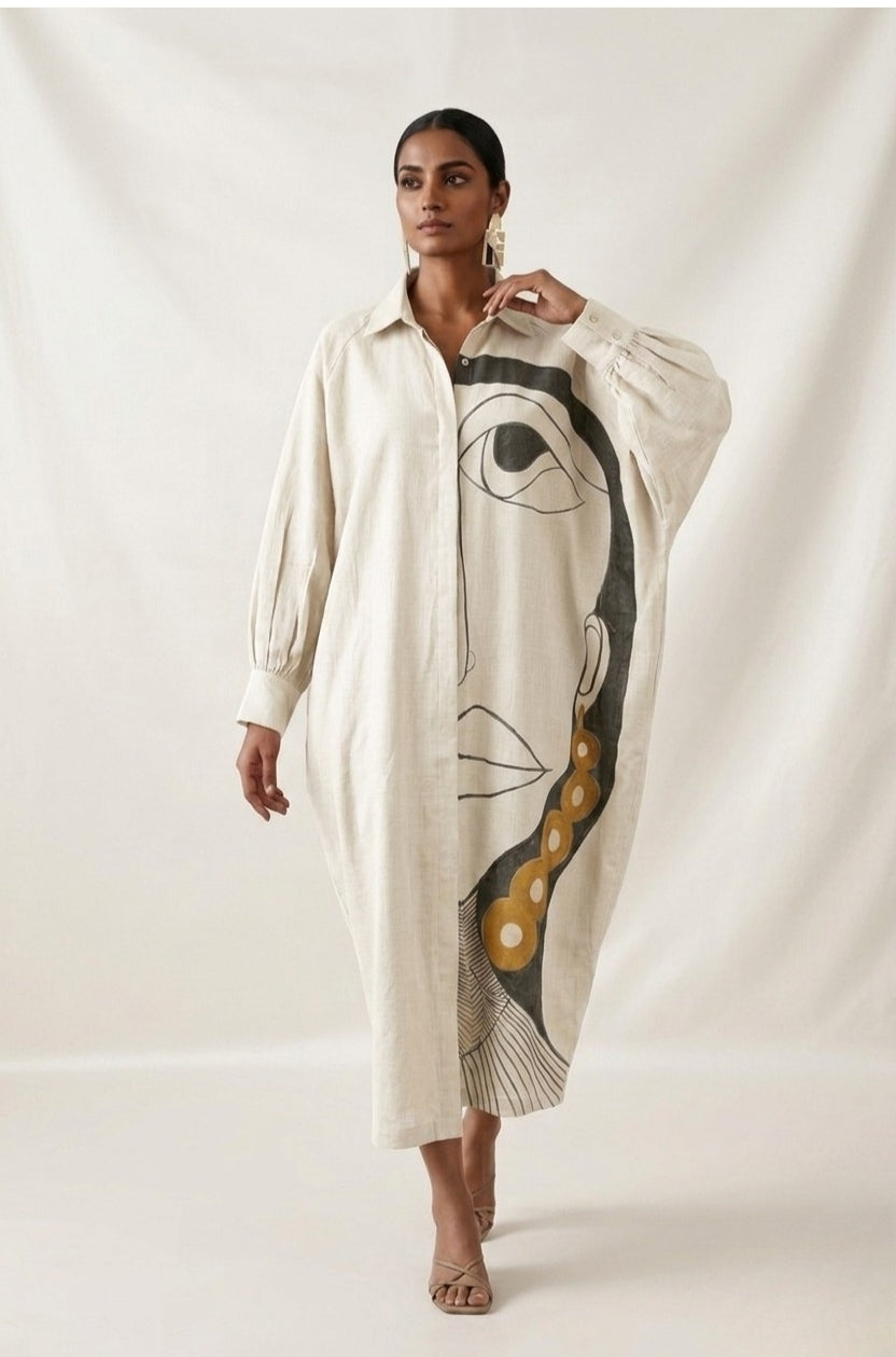 The Golden Earth Face Motif Dress