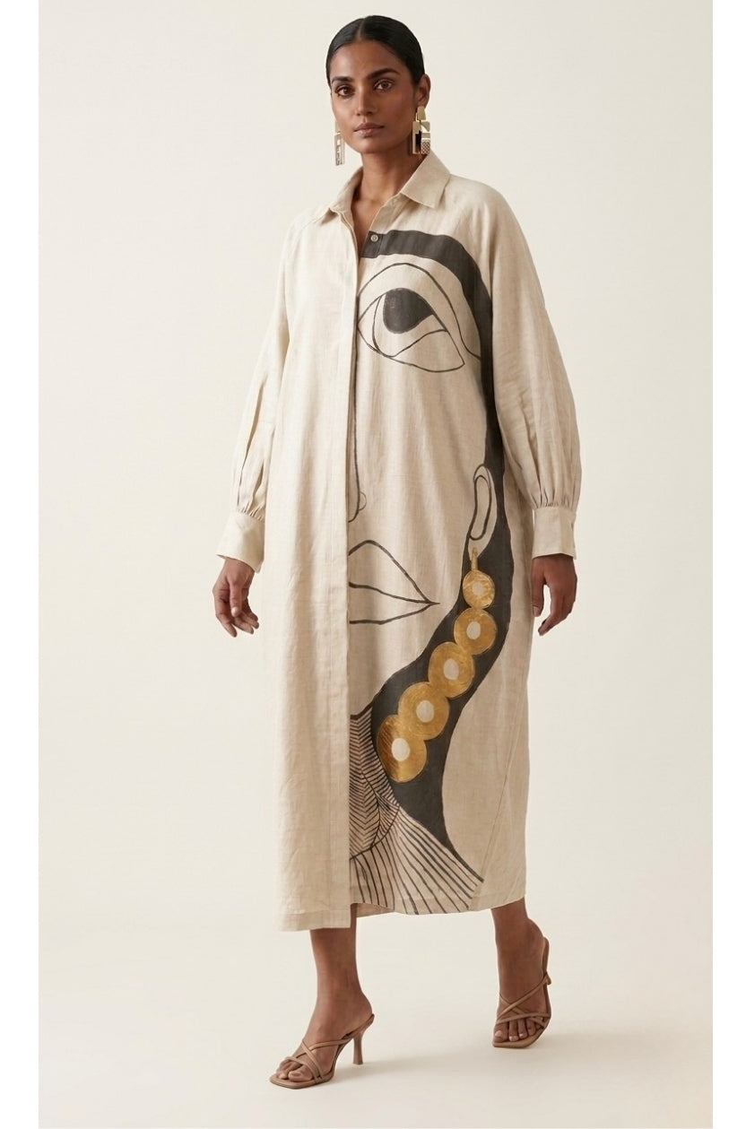 The Golden Earth Face Motif Dress