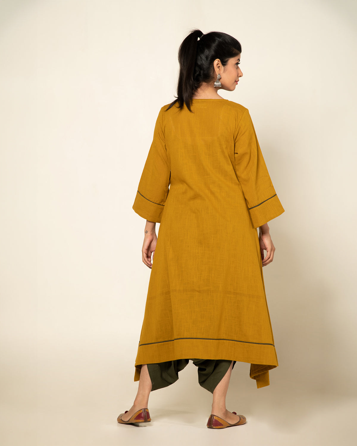 Mustard Green Sufi Saanjh Jumpsuit with Overlay