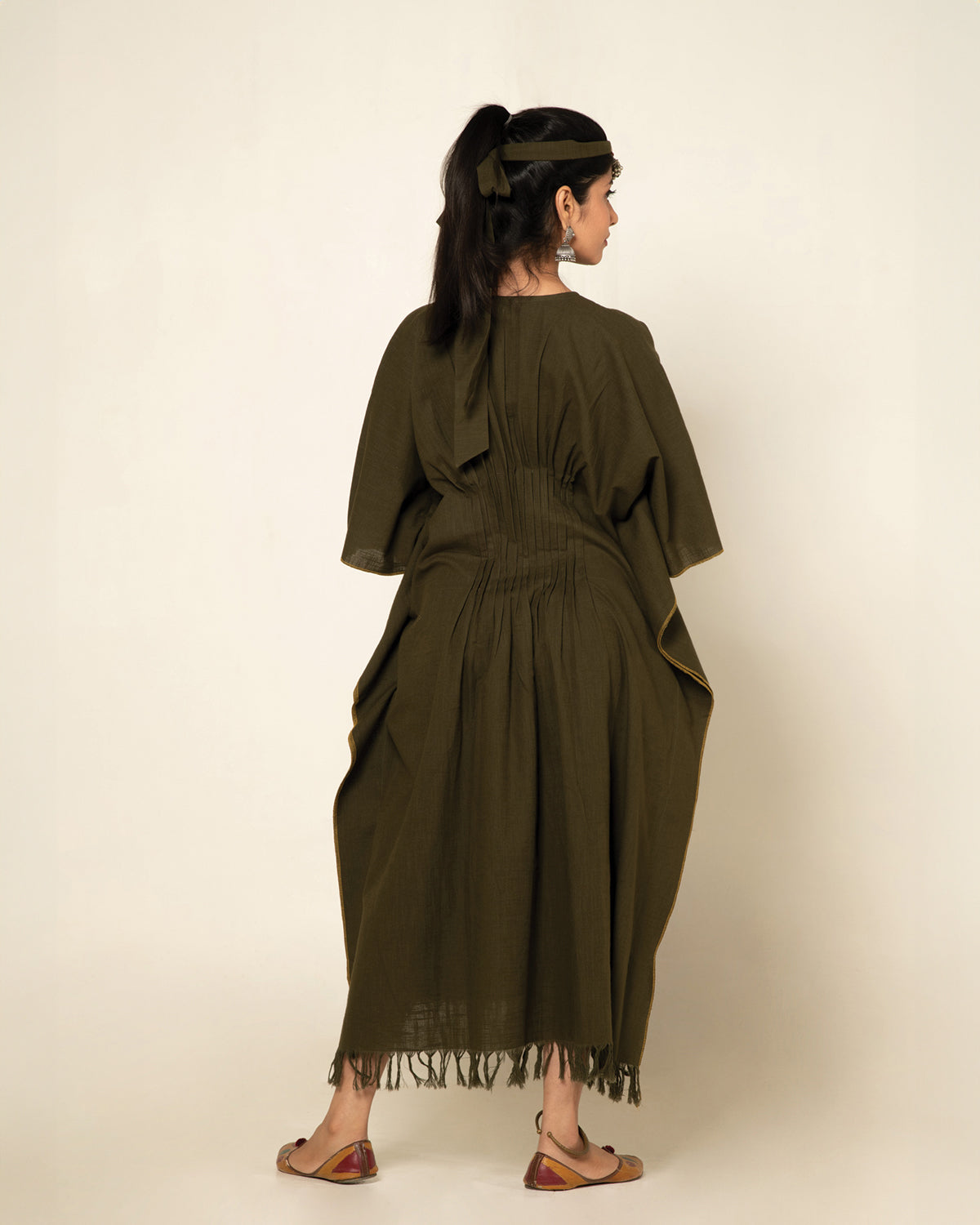 Army Green Sufi Asmi Boho Kaftan Dress