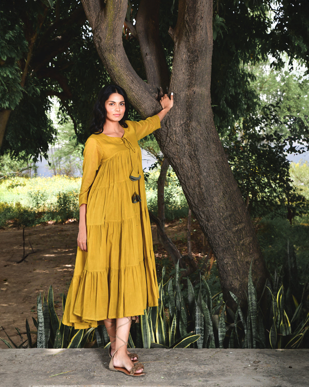 Mustard Summer Tales Casual Summer Dress