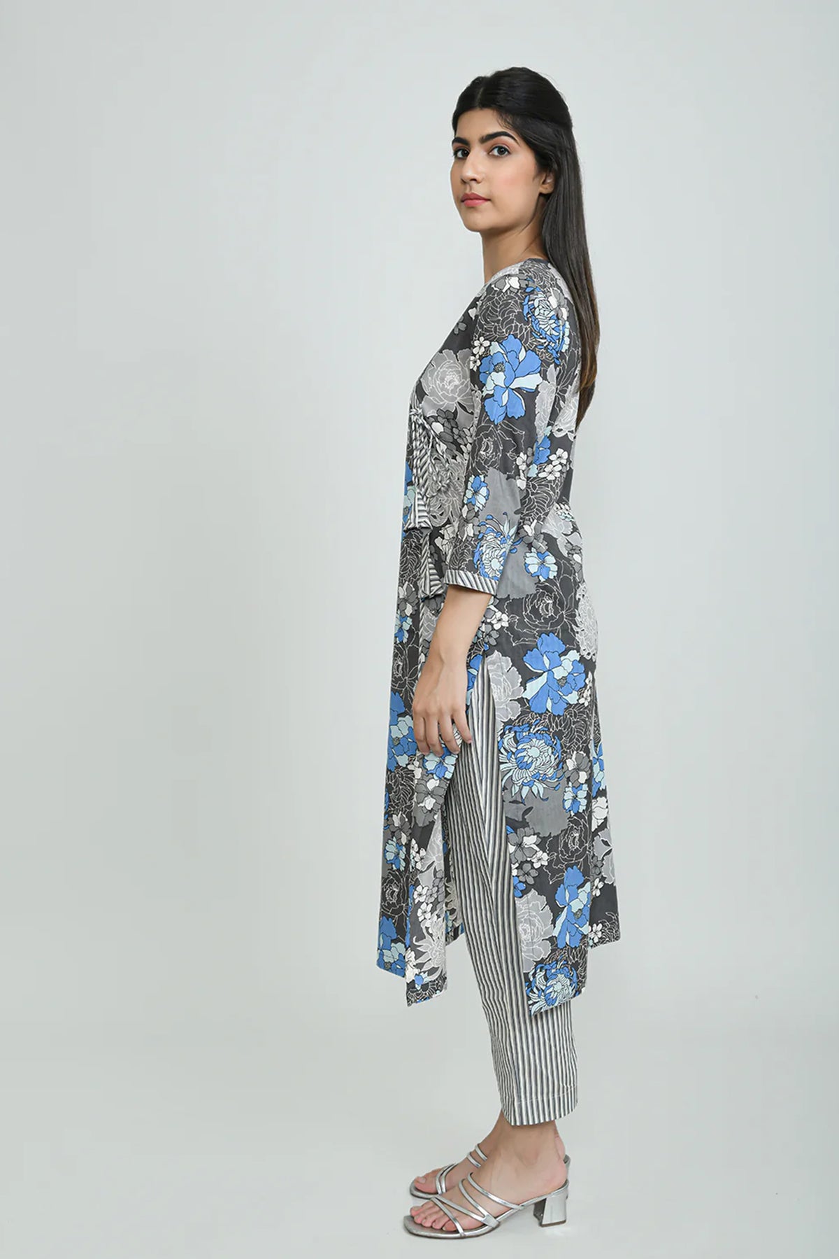 Grey Angarkha Kurta Set