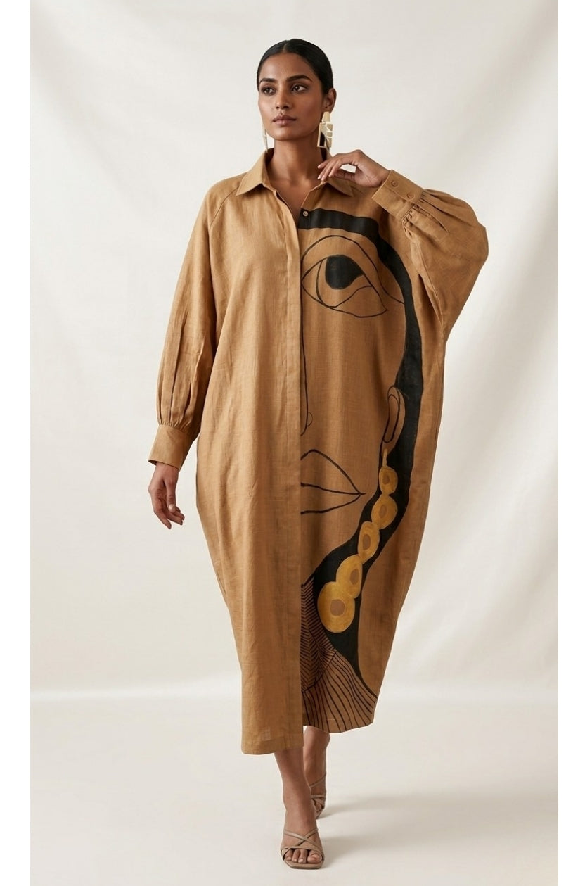 The Golden Earth Face Motif Dress