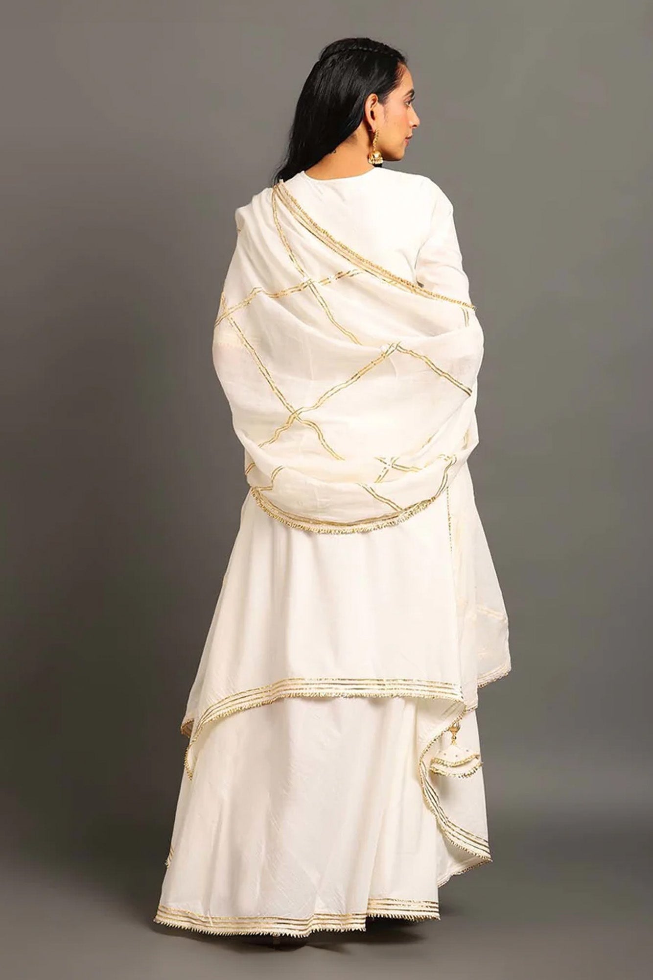 White Saira Double Layered Dress - omaanajaipur