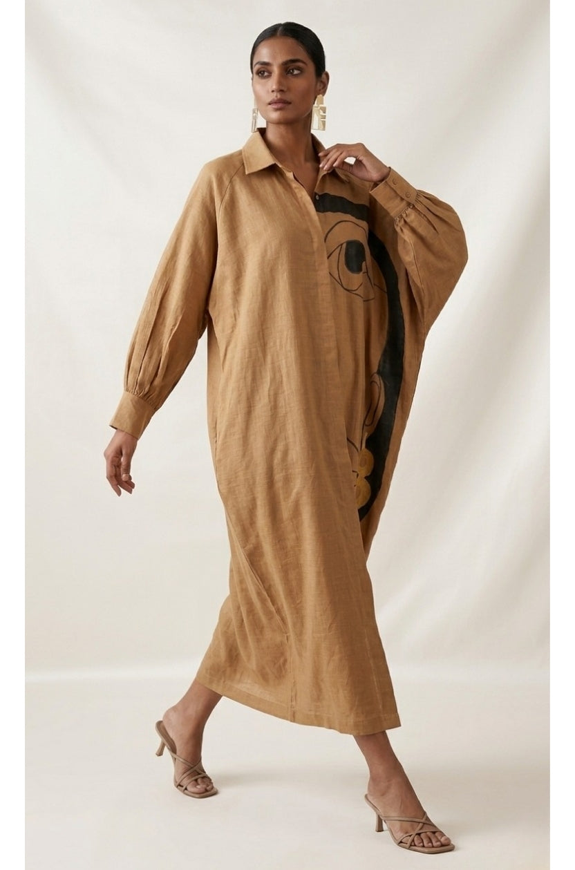 The Golden Earth Face Motif Dress