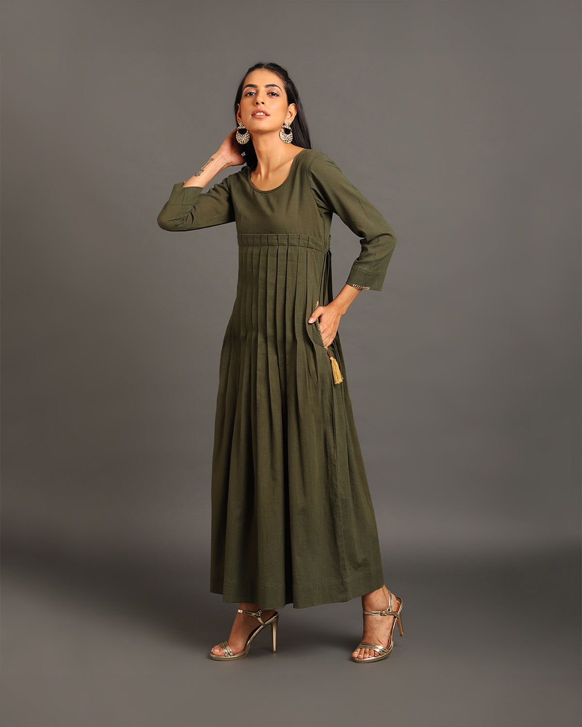 Pleat Around Long Dress