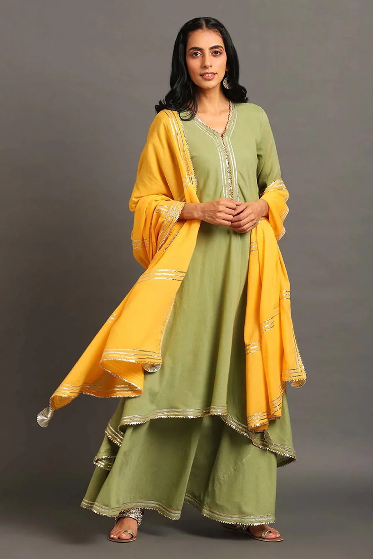 Green Zara Double Layered Dress