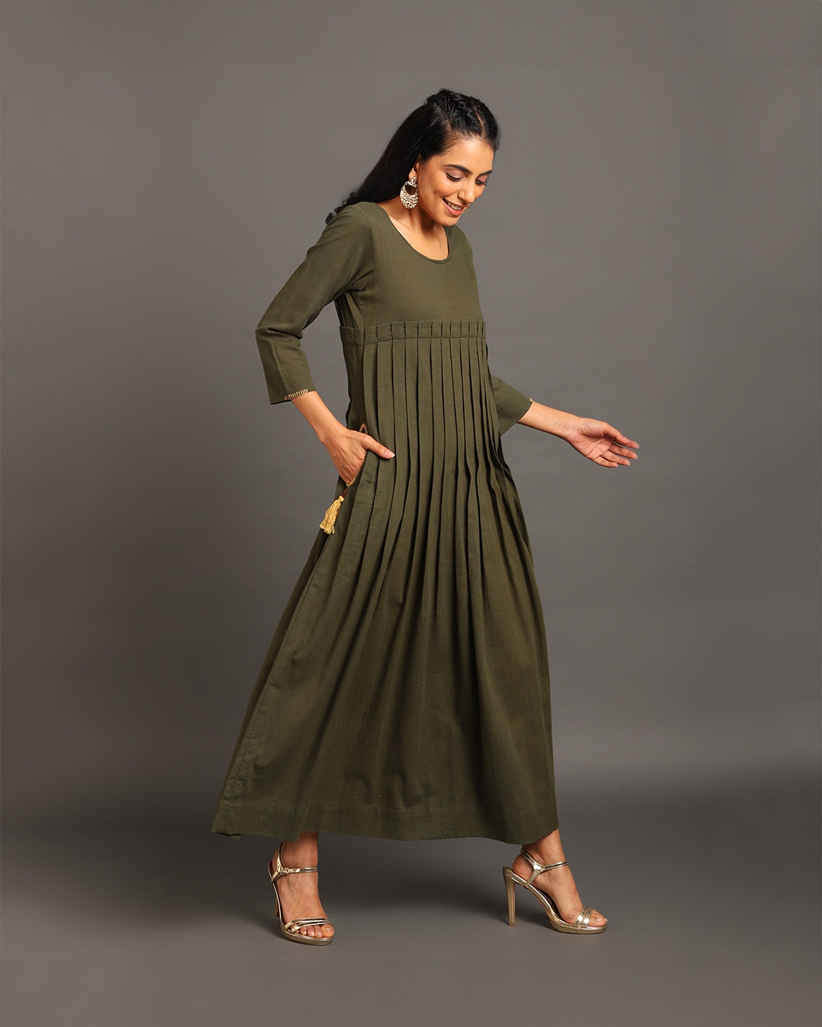 Pleat Around Long Dress