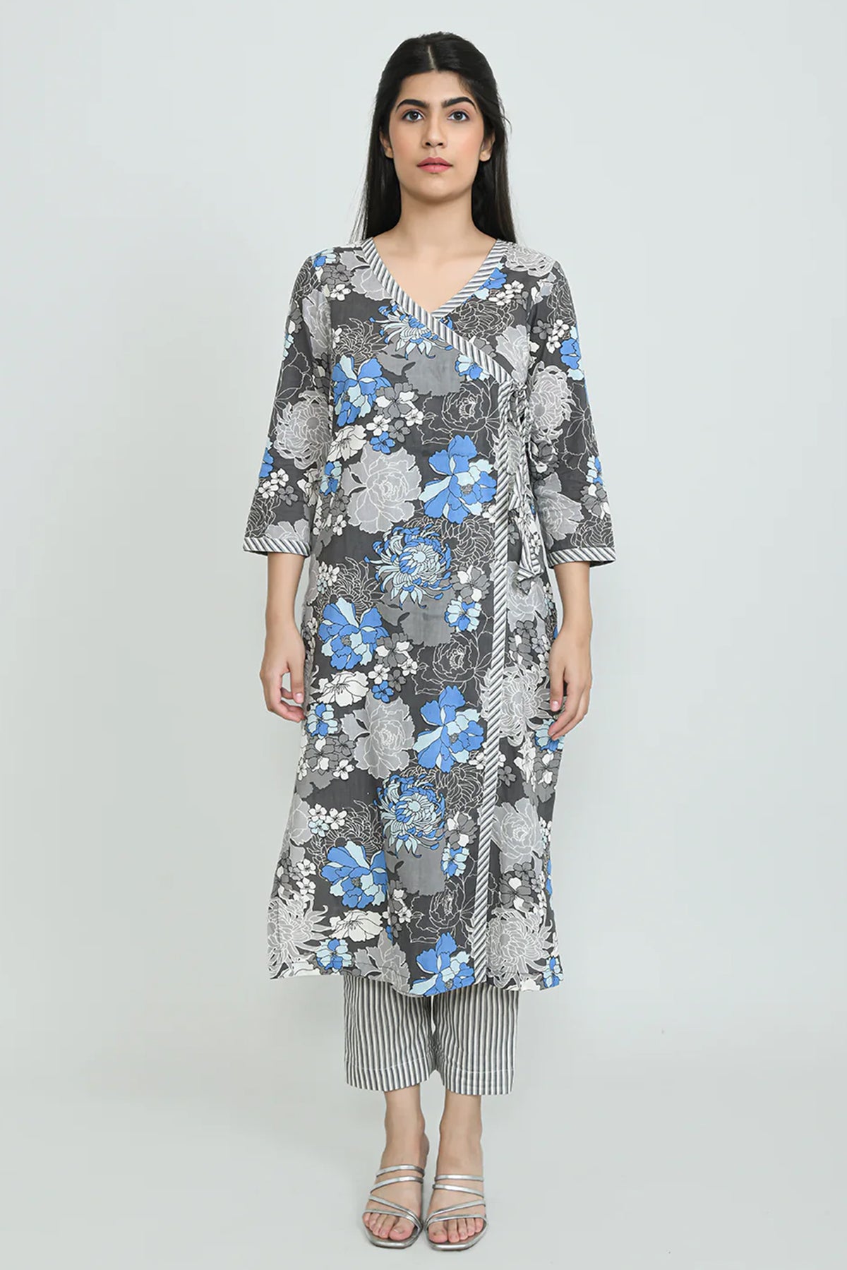 Grey Angarkha Kurta Set