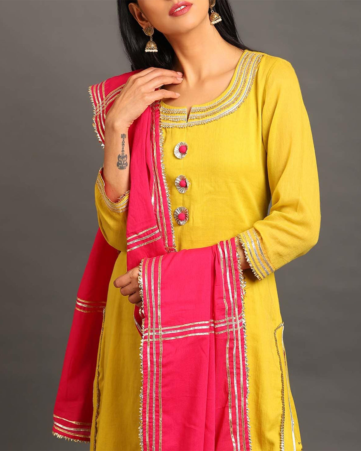 Lime Green Mehar Kurta Garara Set