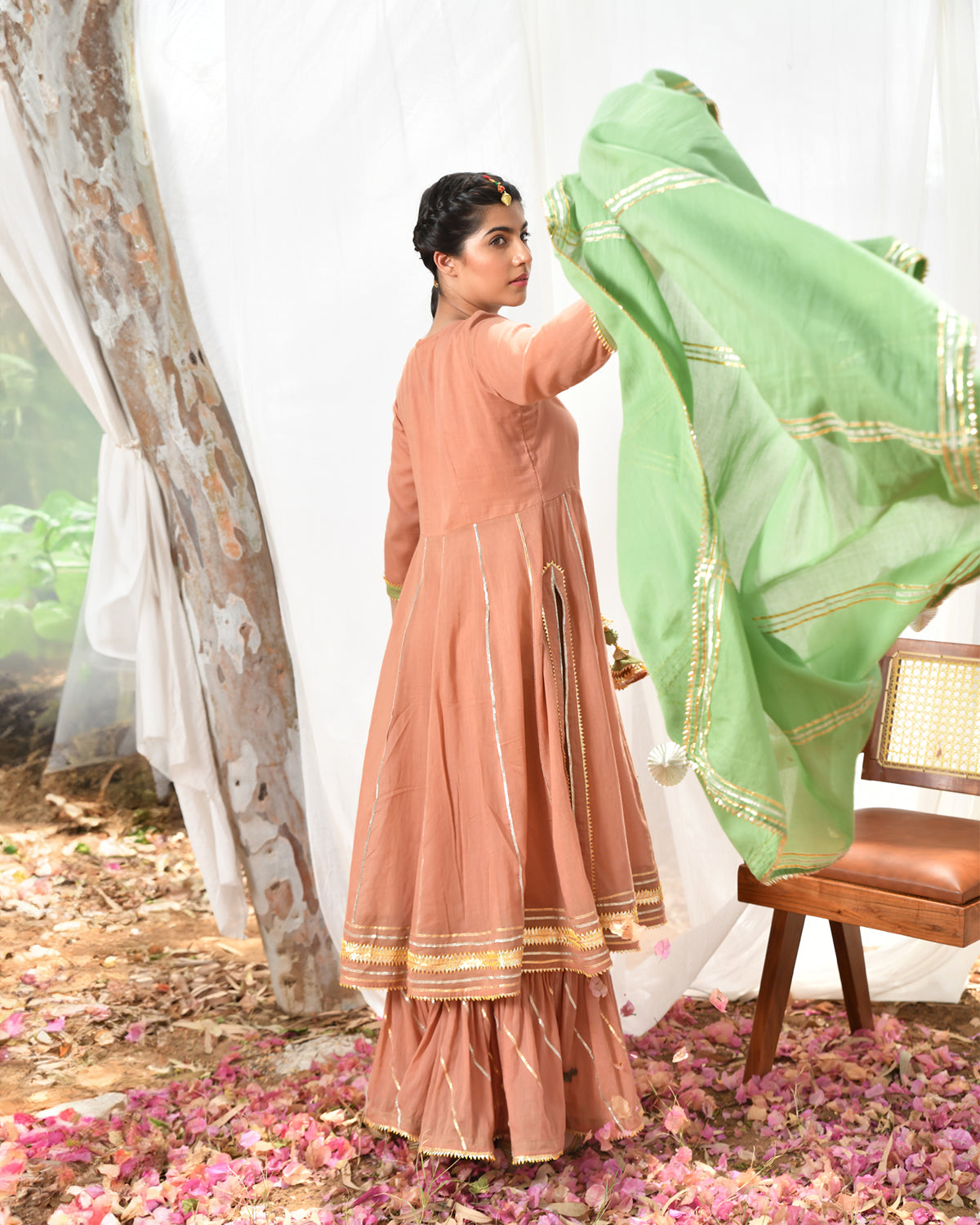 Peach Mastani Anarkali Set