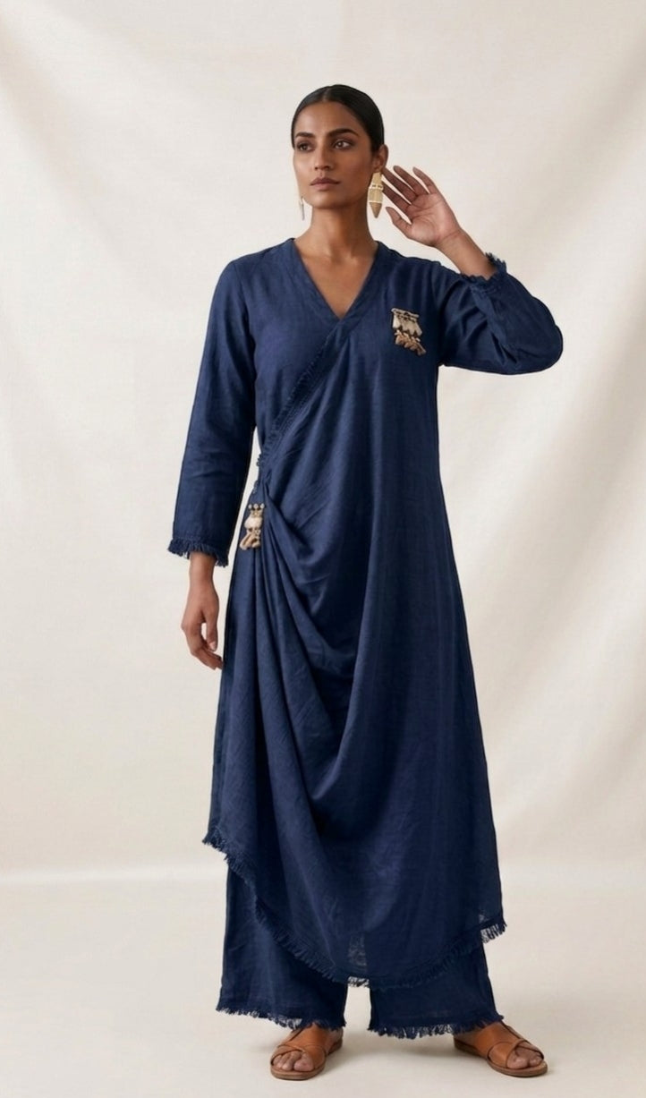 Navy Sufi Drape Co-ord Set