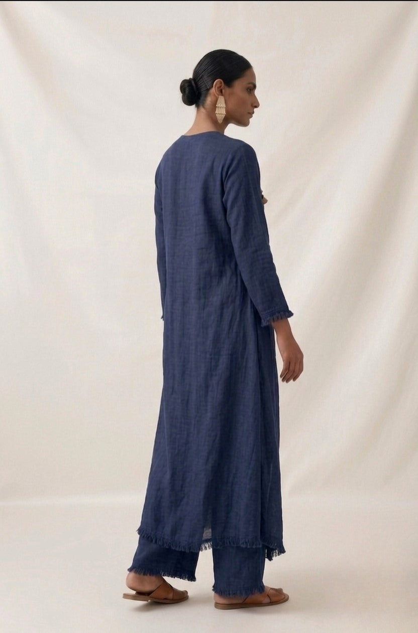 Navy Sufi Drape Co-ord Set