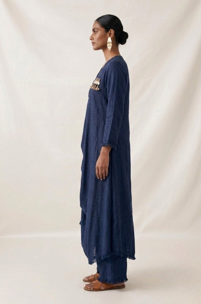 Navy Sufi Drape Co-ord Set