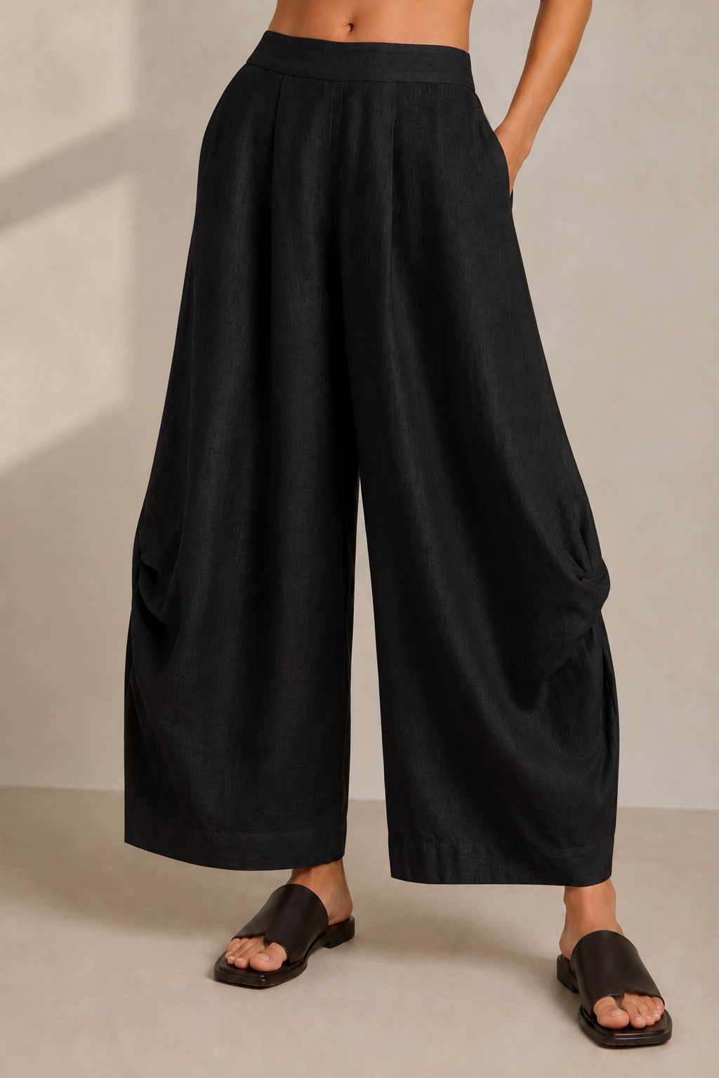 Black Wide Leg Lantern Pants