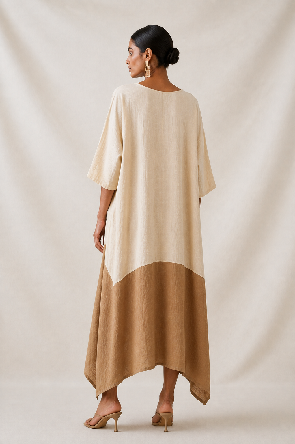 Earthy Two-Tone Handkerchief Dress