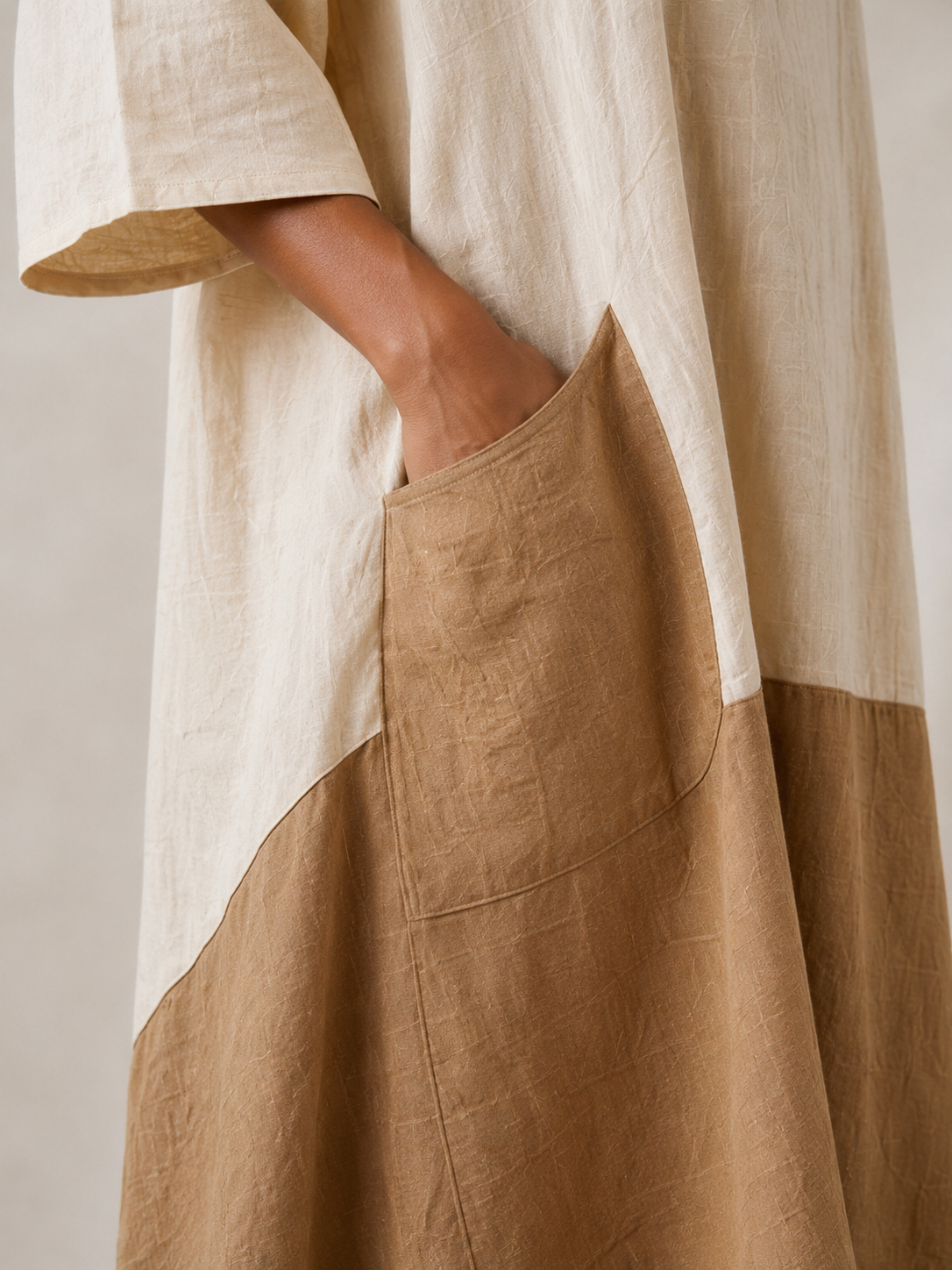Earthy Two-Tone Handkerchief Dress