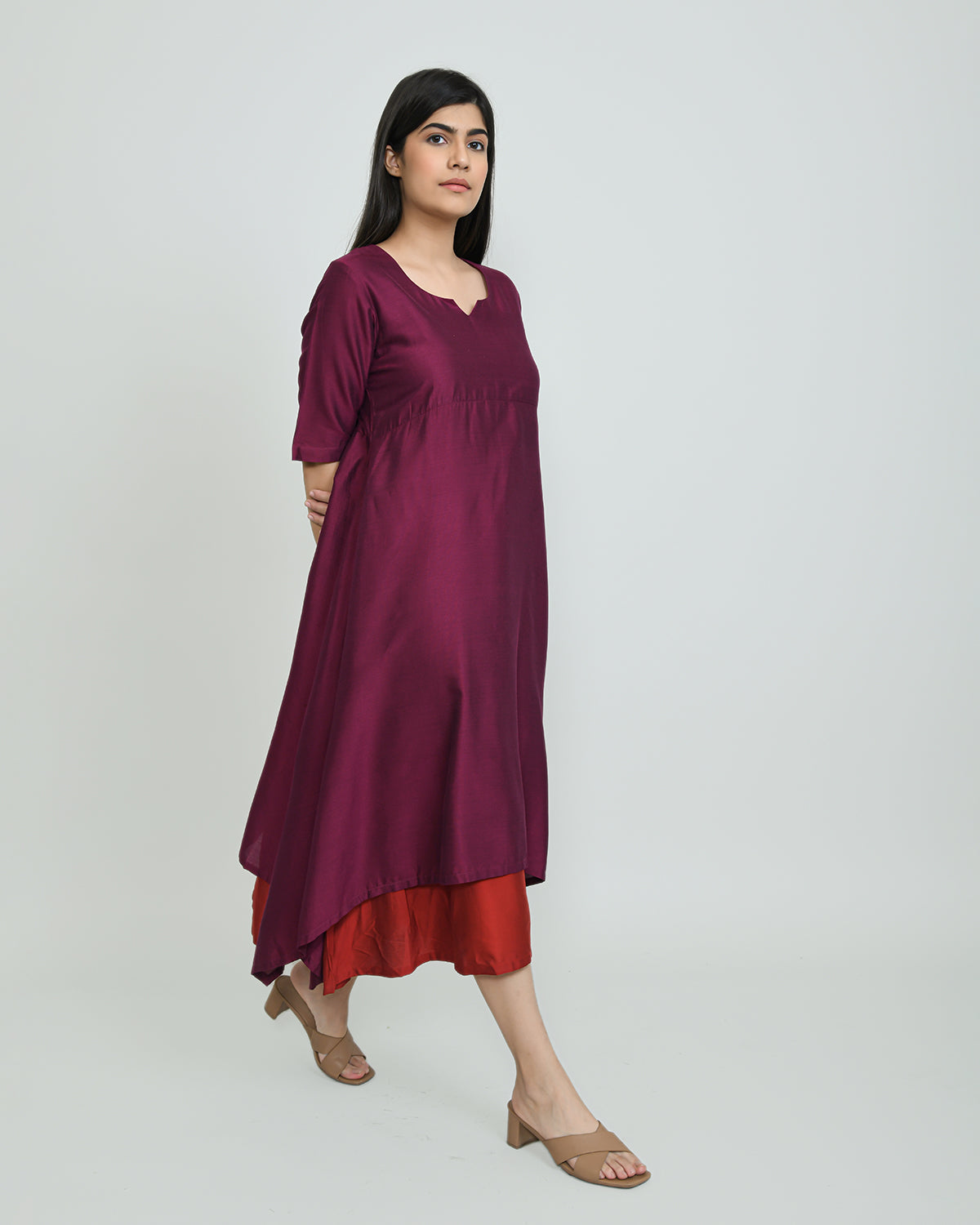 Burgandy Luxe Handkerchief Dress