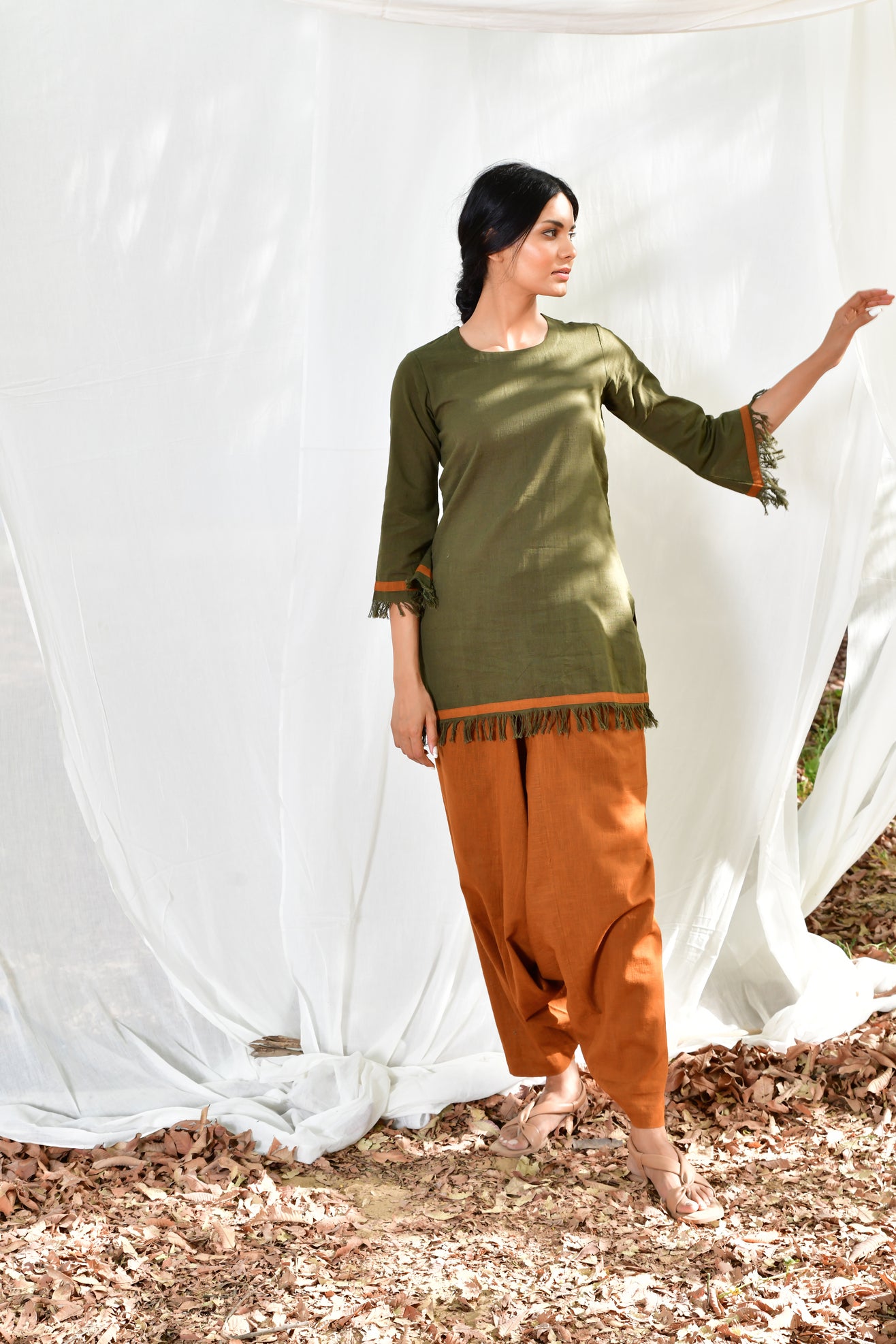 Mustard Army Green Sufi Uns Co ord Set